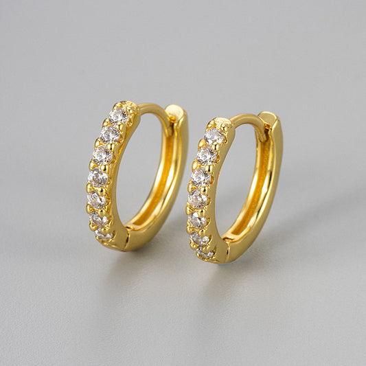 Gold Plated Crystal Pav�� Hoop Earrings