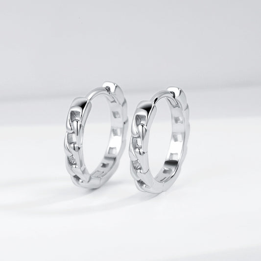 Silver Chain Link Gothic Hoops Earrings