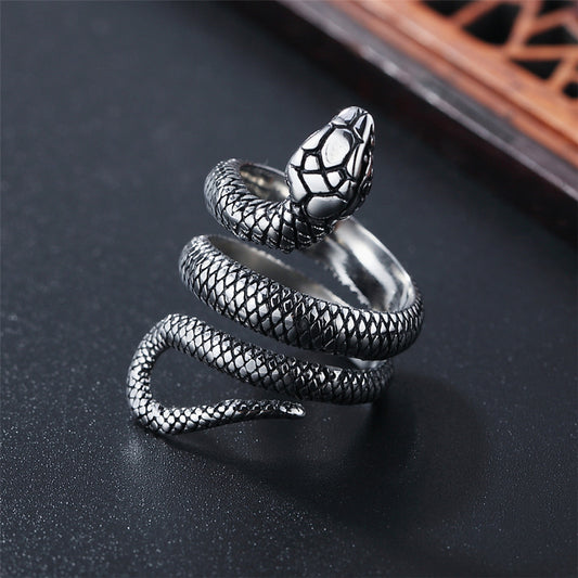 Antique Silver Wrap Snake Statement Ring