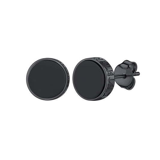 Rune-patterned black studs Earrings