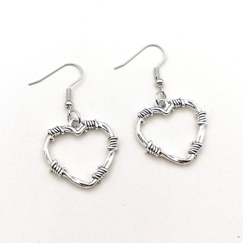 Barbed Wire Heart Earrings