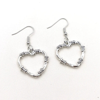Barbed Wire Heart Earrings