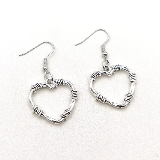 Barbed Wire Heart Earrings