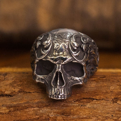 Skull Ring: "Baroque Skull Biker Ring"