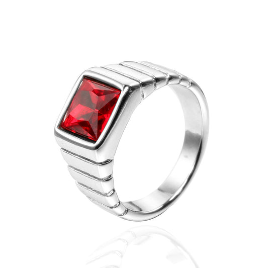 Dark Red Ruby Silver Ring