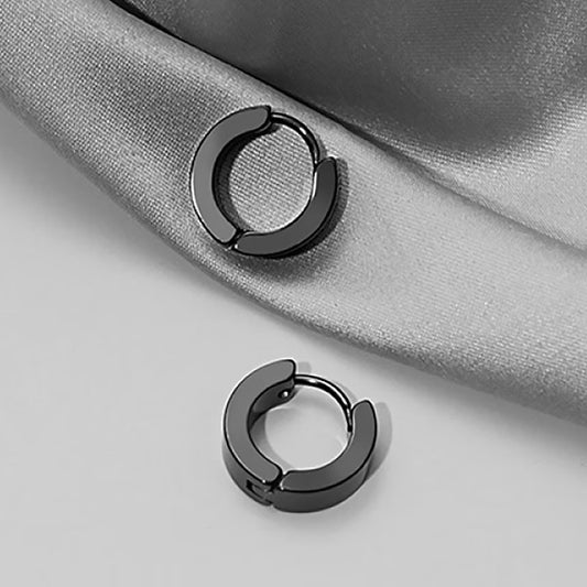 Studded Black Goth Hoops Earrings