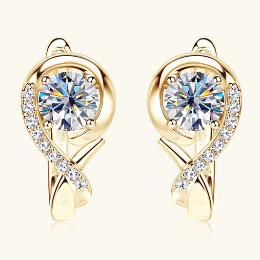 Golden Crystal Stud Flower Earrings