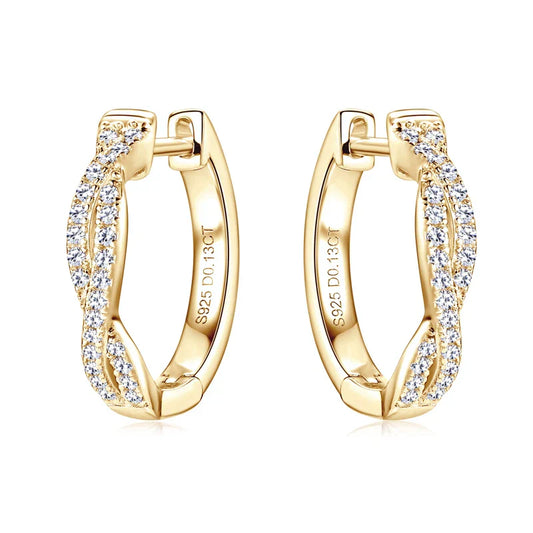 Zirconia Gold Braided Earrings