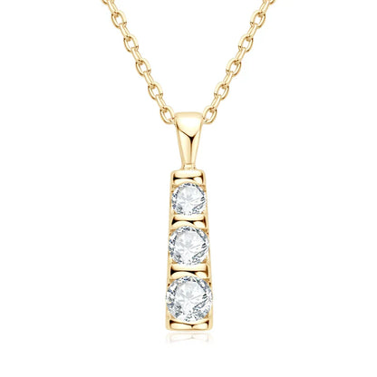 Triple Inlaid Spark Gold Necklace