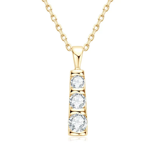 Triple Inlaid Spark Gold Necklace