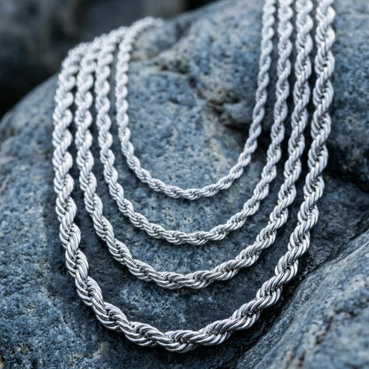 Silver Rope Chains Twisted Rope Chain Necklace