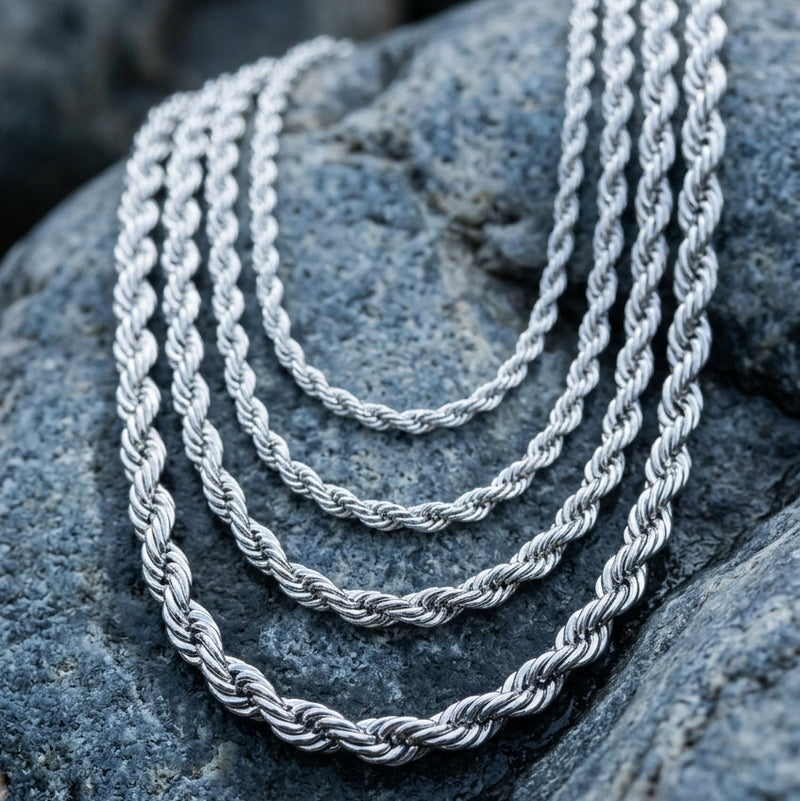 Silver Rope Chains Twisted Rope Chain Necklace