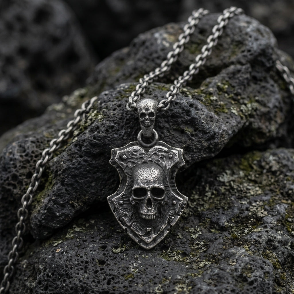 Skull Shield Pendant Necklace