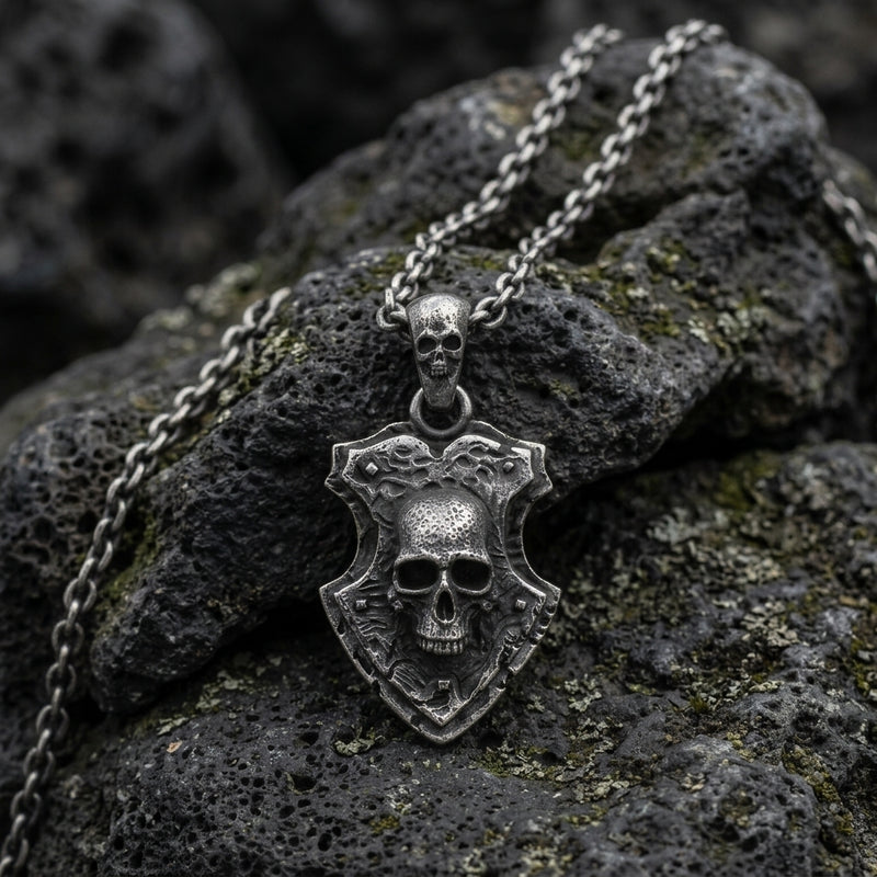 Skull Shield Pendant Necklace