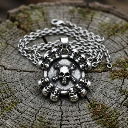 Skull and Crossbones Medallion Necklace