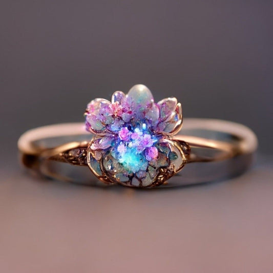 Exotic Violet Blossom Nature Ring