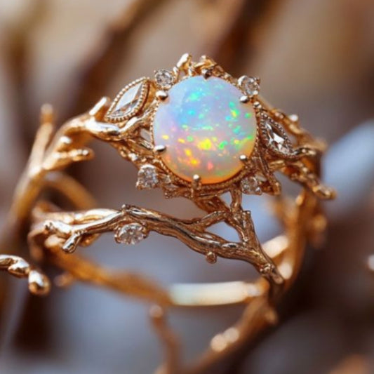 Exotic Opal Nature Gold Ring