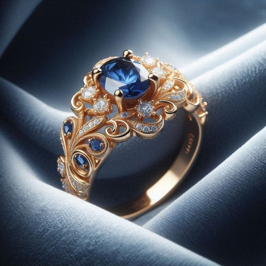 Exotic Blue Crystalline Gold Ring