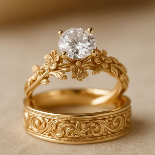 Gold Zirconia Exotic Ring Set