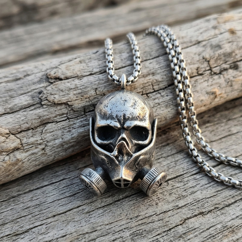 Toxic Reaper Skull Gas Mask Pendant Necklace