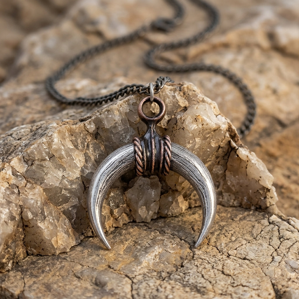 Tusk Horn Crescent Wrap Necklace