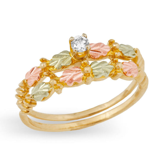 Tri-Color Leaf Bloom Ring