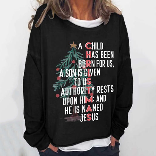 Comstylish Women's Christmas Nativity Print Casual Long Sleeve Sweatshirt