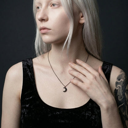 Dark Lunar Shadow Pendant Necklace