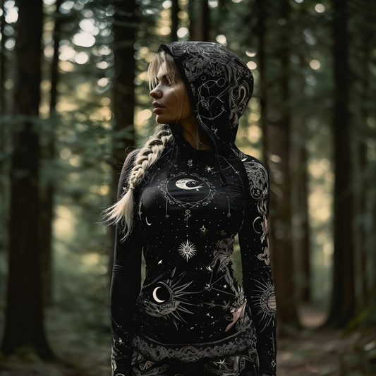 Comstylish Star And Moon Mythology Retro Style Women's Hooded Sweatshirt