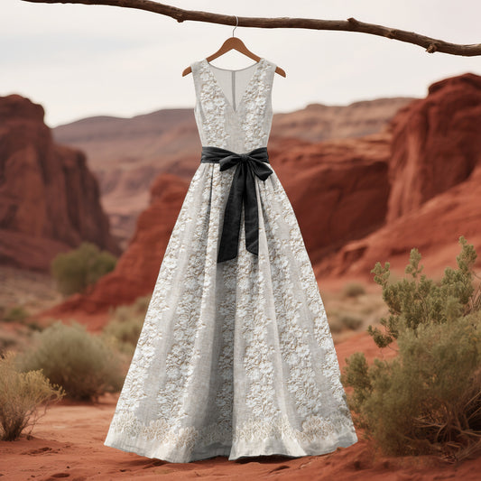 Women's Vintage Floral Art Sleeveless Dress artswardrobe
