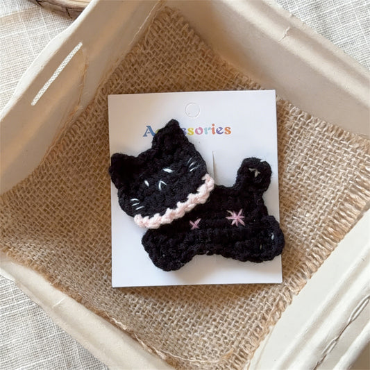 Comstylish Handmade Crochet Cartoon Cat Hair Clip