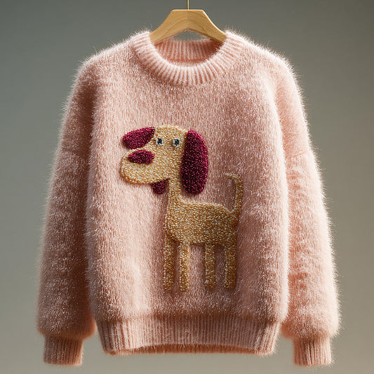 Women's Vintage Mohair Dog Embroidered Sweater artswardrobe