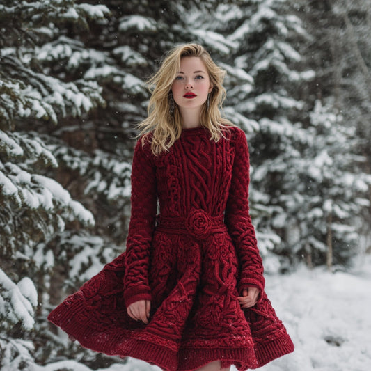 Women's Vintage Christmas Celtic Art Knitted Midi Dress artswardrobe