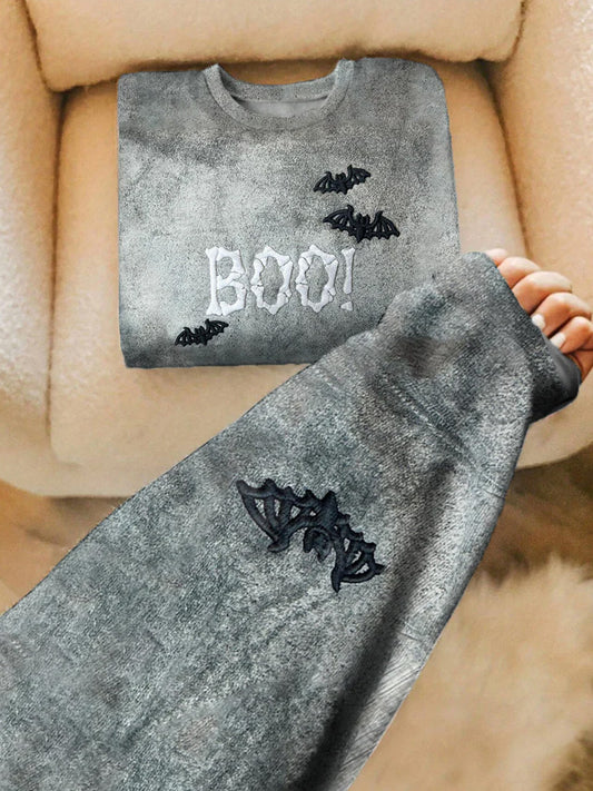 Comstylish Women's Halloween Boo Bat Printed Sweatshirt