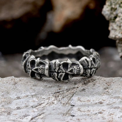 Cracked Skull Eternity Band Ring
