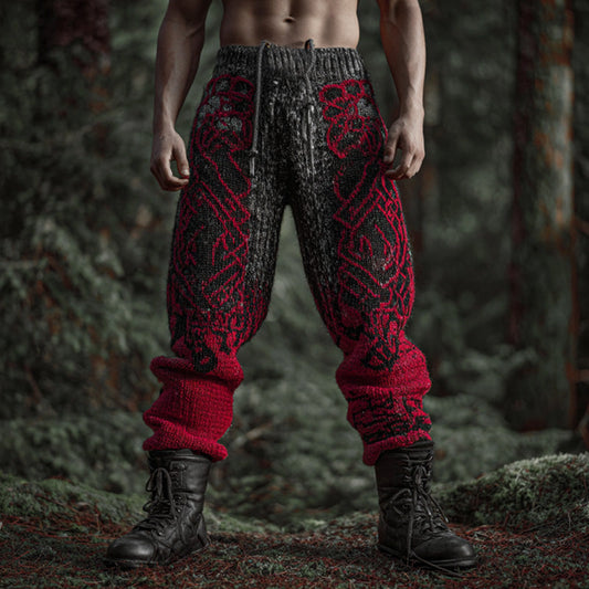 Men's Vintage Halloween Viking Art Knit Pants artswardrobe