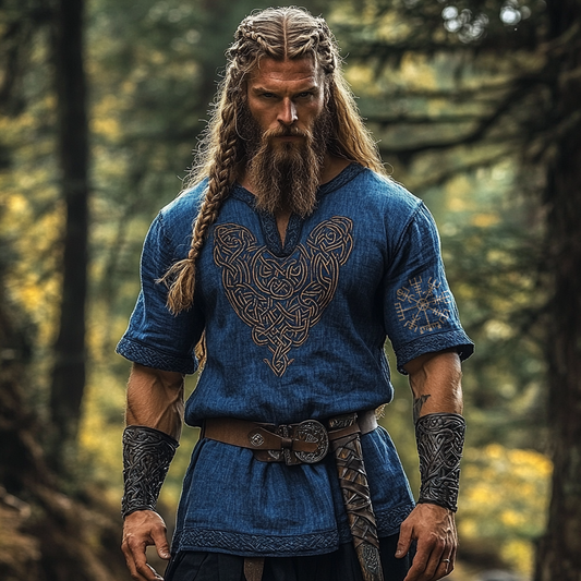 Men's Viking Celtic Art Linen Shirt artswardrobe