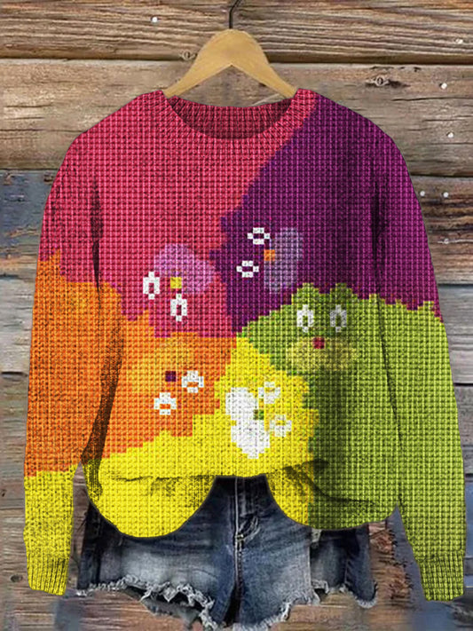 Spinning Colorful Cats Women's Cozy Sweater artswardrobe