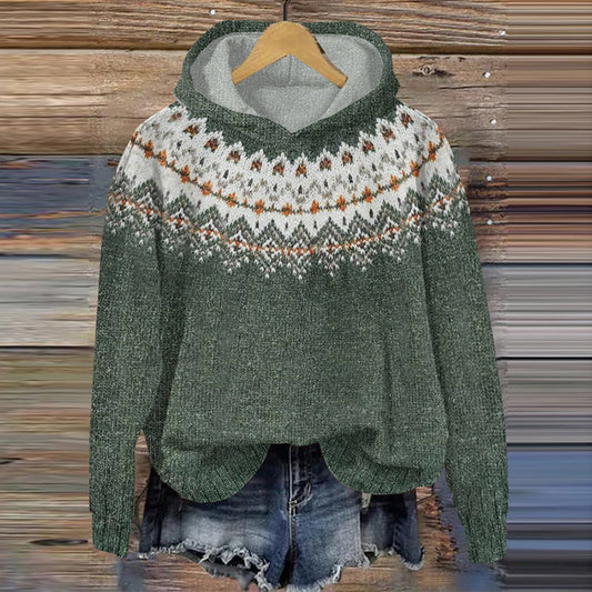 Fairman Island Snowflake Contrast Hooded Sweater elevenforest