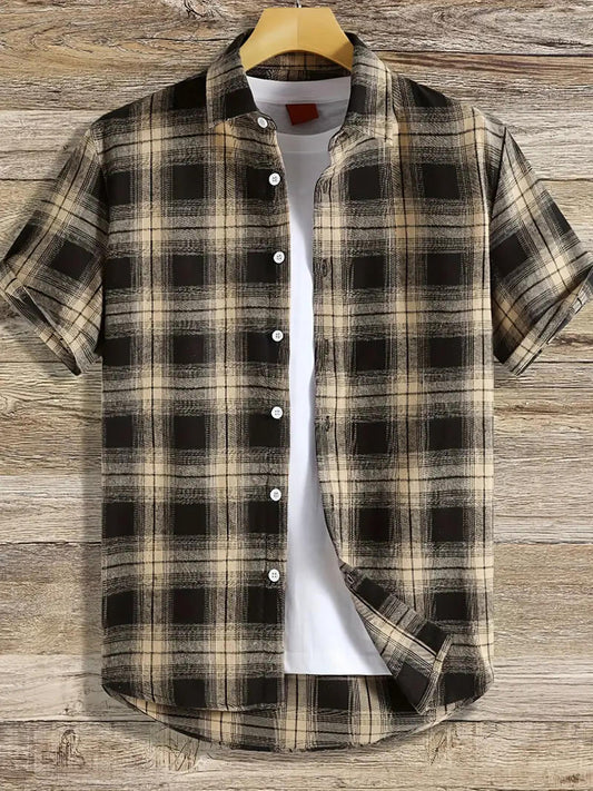 Men's British Check Linen Shirt artswardrobe
