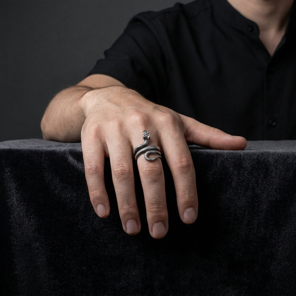 Antique Silver Wrap Snake Statement Ring