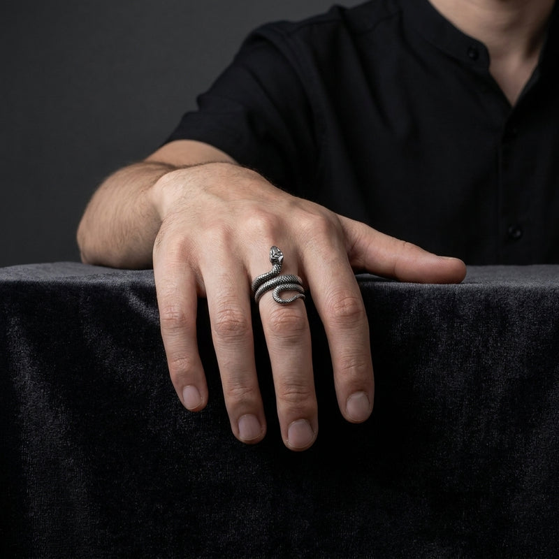Antique Silver Wrap Snake Statement Ring