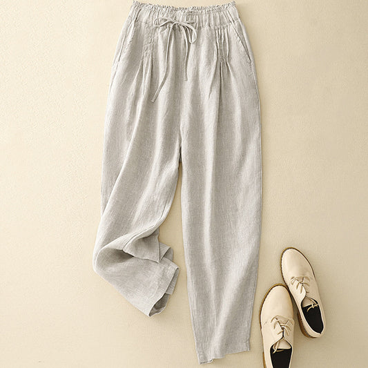 Women's Simple Solid Color Linen Blend Pants artswardrobe