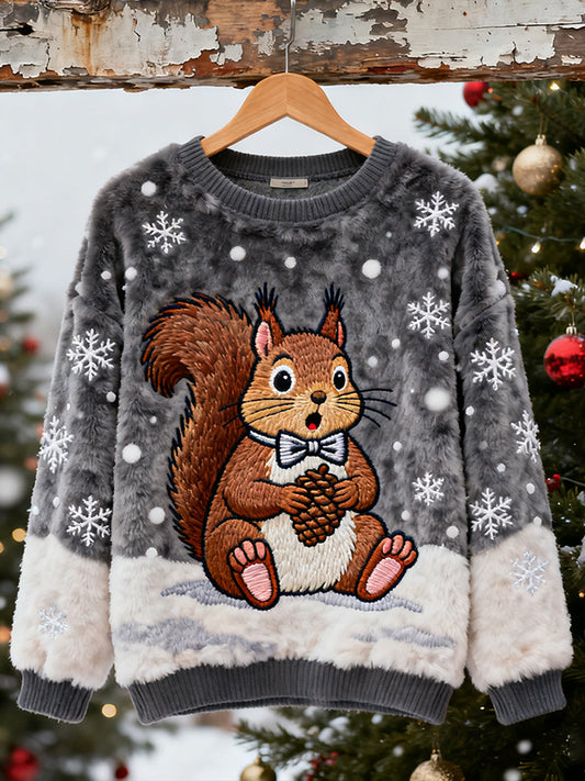 Comstylish Scared Squirrel Crew Neck Sweatshirt