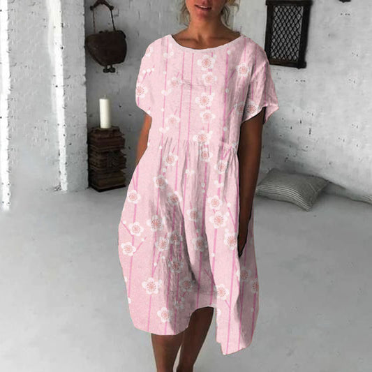 Comstylish Vintage Cherry Blossom Japanese Flowy Midi Dress