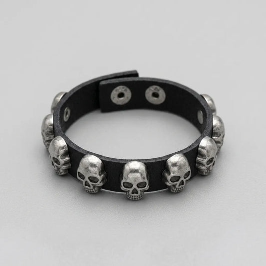 Legion of Skulls Leather Bracelet