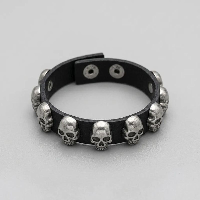 Legion of Skulls Leather Bracelet