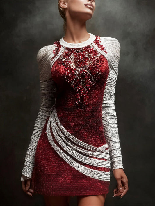 Halloween Rhinestone & Bandage Art Women's Knit Mini Dress artswardrobe
