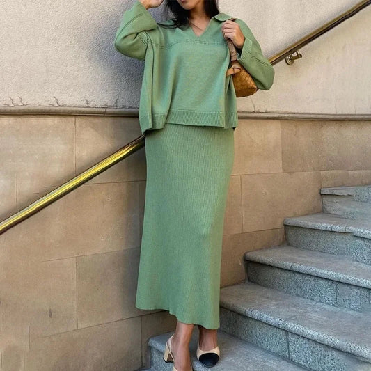 Ramona® | Knitted set consisting of a loose sweater and long skirt