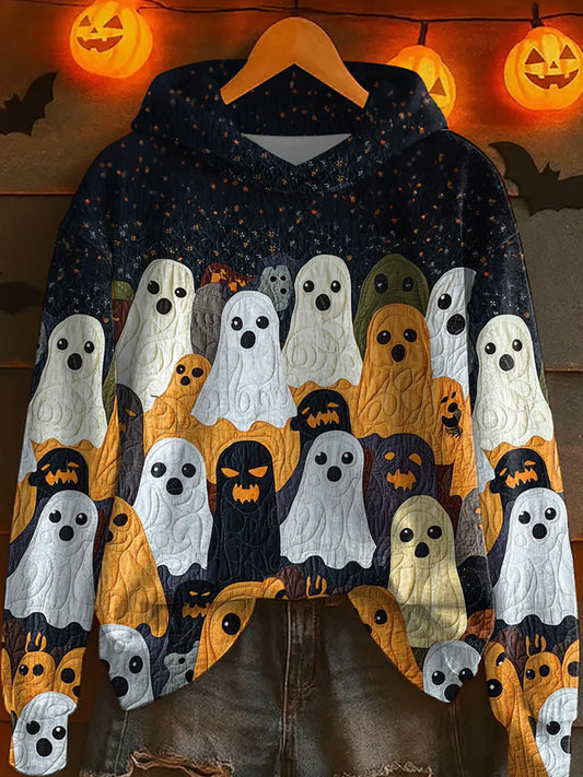 Comstylish Women's Halloween Ghost Print Casual Hoodie